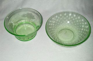 Green Depression Glass Dessert Bowls Wheet cut and squares Help with 
