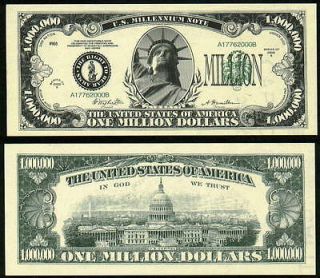 MILLENNIUM NOTE w/ Statue of Liberty Million Dollar Bill   Lot of 10 
