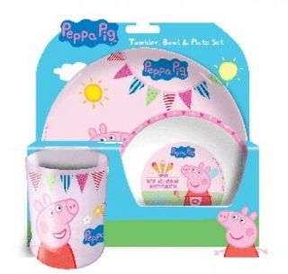 Peppa Pig Tea Party Dinner Set Plate, Bowl & Tumbler Brand New Gift