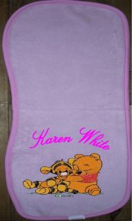 pink personalised burping cloth with name and character more options