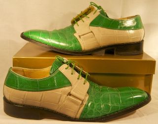 mauri geniune alligator shoes green 12m hand made in italy