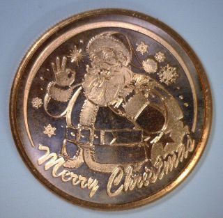 CHRISTMAS Santa Claus 1 oz ~ COPPER BULLION Medal Medallion ~ Stocking 