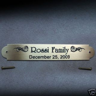 engraved brass name frame art plate with brad nails dimensions