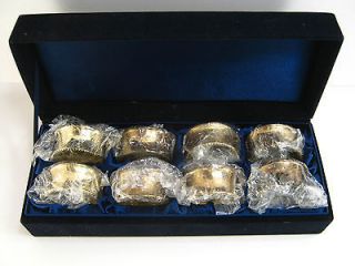 set of 8 silverplate hollow ware napkin rings expedited shipping