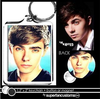 Nathan Sykes KEYCHAIN + BUTTON or MAGNET pin The Wanted key ring badge 
