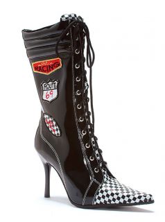 Black NASCAR Race Car Driver Halloween Costume Shoes Boots Womans 