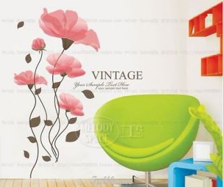 Removable COLOR 3D Flowers VINTAGE mural wall decor Wall Stickers