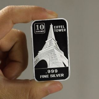 Newly listed 10 Grams .999 Fine Silver Art Bar / Eiffel Tower / SB034