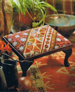   Bohemian Footstool Needlepoint Collection Kit 4171 With Tapestry Wool