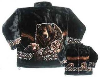 bear mountain grizzly ultra plush fleece jacket large time left
