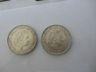   Netherland Lot of two 1955 1 Gulden Coins Nederland Sharp