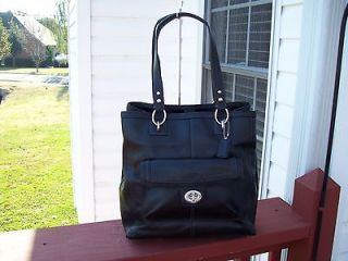 Authentic Coach F19264 Penelope North South Black Leather Tote 