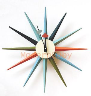 George Nelson Starburst Sunburst Multi Color Spike Star Clock Mid 