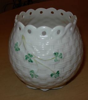 Porcelain BELLEEK Shamrock MADE IN IRELAND Vase ROSE Bowl