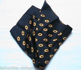 FRENCH 1950s MEN SILK POCKET SQUARE   BOLD PRINT   MADE IN ITALY   NEW 
