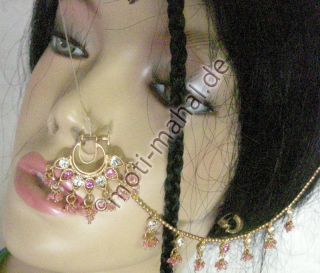   Nose Jewellery / Bollywood Bridal Nath / in pink, 22cm, Ø 3cm / MM10