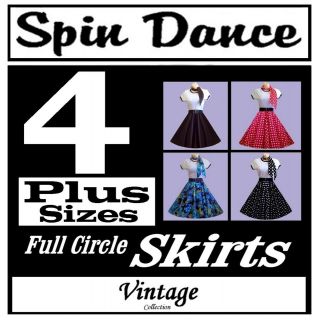 50s 60s Rock n Roll Vintage Style Rockabilly Swing Full Circle Skirt 