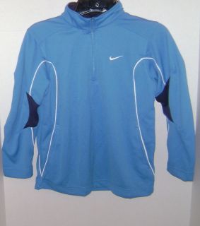 New NIKE Boys Fit Dry Tennis Sweater Long Sleeve Blue/Navy Blue 