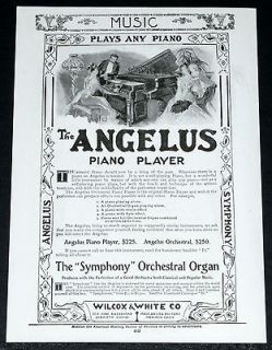 1900 OLD MAGAZINE PRINT AD, ANGELUS PIANO PLAYER & SYMPHONY ORCHESTRAL 