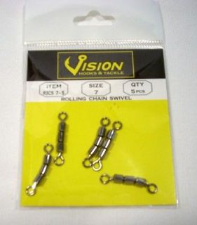 Vision R3CS7 5 Size 7 Rolling Chain 3 Barrel Swivels 5 pack New 