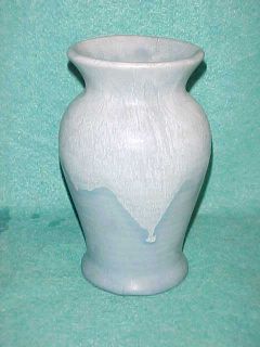 muncie pottery 7 1 4 vase matte white over blue