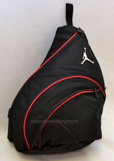 New Nike Air Jordan Jumpman Sling Backpack Gym Book Bag Rucksack Black 