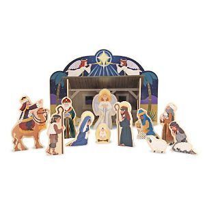   Box Melissa & Doug Heirloom 11 Figures & Stable Wooden Nativity Set