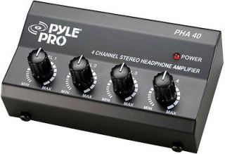 NEW PYLE PHA40 4 CH STEREO HEADPHONE AMPLIFIER AMP 4 CHANNEL