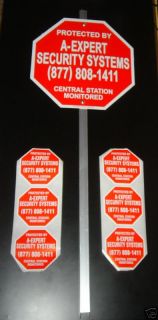   SYSTEM ALARM YARD LAWN SIGN & STAKE with 6 FREE SECURITY DECALS