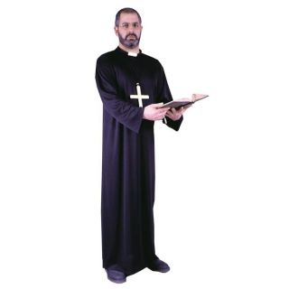 Fw9932 Priest Costume Std Lightweight Black Cassock Polyester