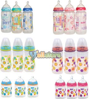 PICK Nuk Baby Bottles 3PK For BOY/GIRL MED/SLOW FLOW 5OZ/10OZ BPA 