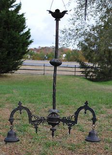 Antique 3 Arm Cast Iron Oil Lamp Chandelier Victorian Eastlake