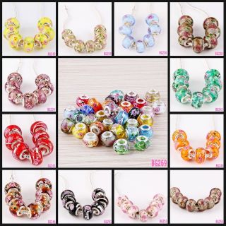   14MM LAMPWORK MURANO COLORFUL GLASS BEADS EUROPEAN CHARMS FIT BRACELET