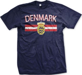 Distressed Denmark Flag Stripe Royal Crest Pride World Cup Olympics 