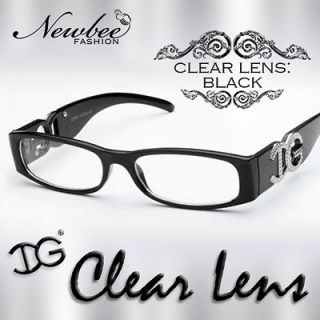 Small Frame Clear Lens Glasses Womens Designer Looks in Black