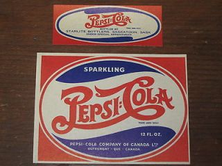 1930s 40s pepsi bottle label original set soda pop from