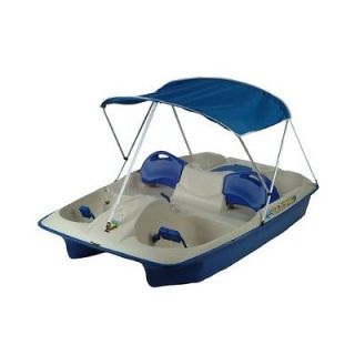   Five Person Pedal Boat with Adjustable Seats and Canopy Cream/Blue