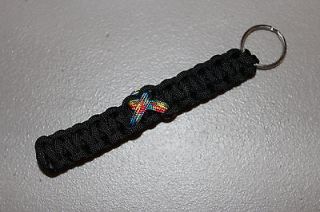   Awareness Paracord Survival Keychain black with puzzle ribbon NEW
