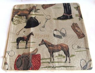 Tapestry Cushion Cover   Horse Themed (Horses, Bits, Gloves, boots etc 
