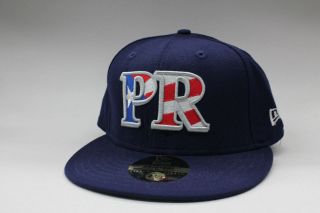 Puerto Rico Navy Blue Scarlet White Blue Grey New Era Fitted Cap Size 