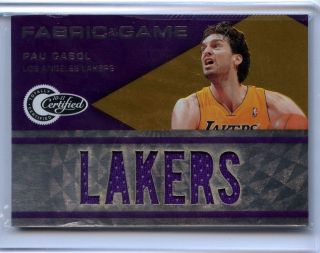 2010 11 Certified #41 PAU GASOL lakers Fabric of the Game Tm JERSEY 