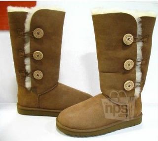 UGG Australia Bailey Button Triplet Womens Size 8 Chestnut Tall Boots 