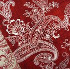 Michael Miller pristine paisley dark rouge fabric / antiqued vintage 