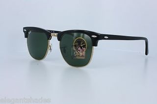   Original Ray Ban RB3016 Clubmaster Black Gold W0365 Sunglasses