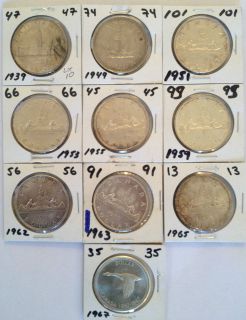 BU Canada Silver Dollars .80 80% Silver coins bullion Lot Canadian