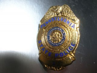 UNIQUE PENNSYLVANIA State Police Gold Toned Mini Badge #1 PIN Tie 