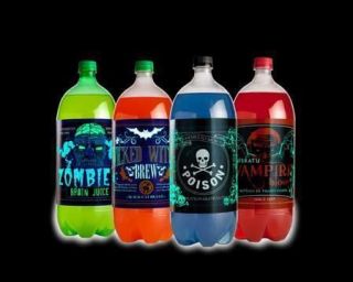 Spooky Soda Bottle Glow in the Dark Stickers Halloween Party Novelty 