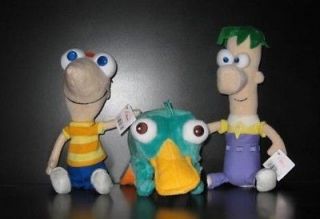 Disney PHINEAS & and FERB PERRY the PLATYPUS PLUSH 3 DOLL SET Bean Bag 