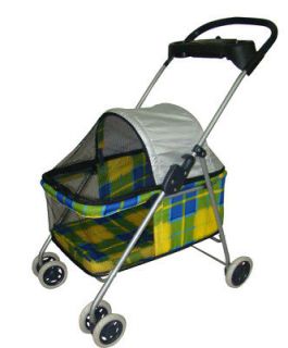 Yellow Plaid Posh Pet Stroller for Dog Cat w/Cup Holder Stroller