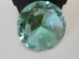 Oleg Cassini Crystal Paperweight Turquoise Elizabeth Round Cut Diamond 
